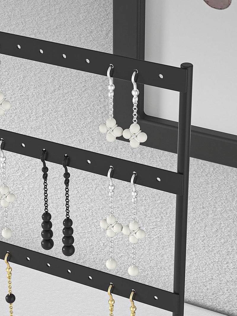 Julysky Earring Holder Organizer, Earring Stand, 4 Layers, Black - Image 3