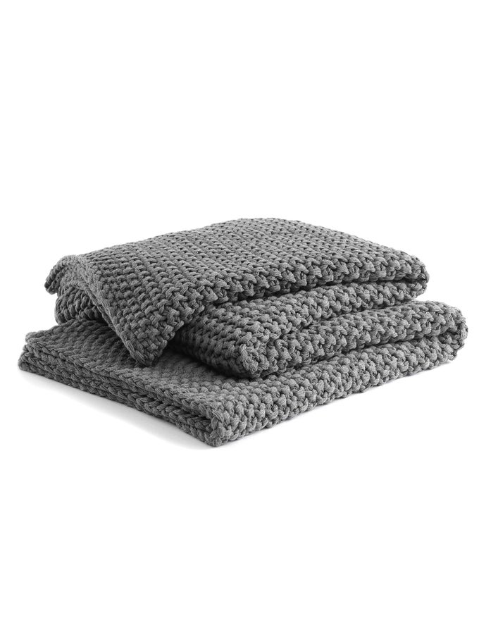 CHUNKY COTTON KNIT THROW BLANKET CABLE KNIT THROWS FOR BED COUCH SOFA COMFY RELAXING DECORATIVE PIECE FOR FARMHOUSE MODERN BOHO RUSTIC SCANDINAVIAN CHIC VIBE MOON GREY 80X87 INCHES