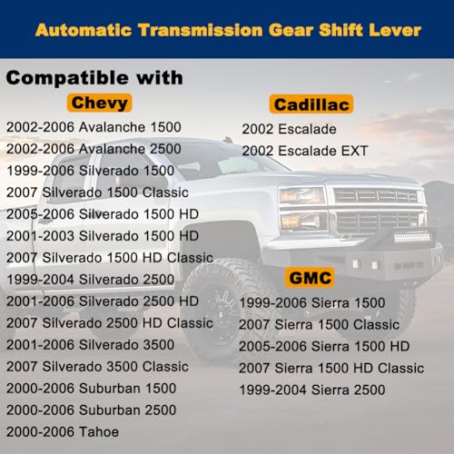 HUGALL Automatic Transmission Gear Shift Lever 26075107 905-106 Compatible with Chevy Silverado 1500 2500 3500 HD Classic Suburban Sierra Tahoe Yukon Yukon XL Avalanche Escalade EXT 99-07 sel - Image 2
