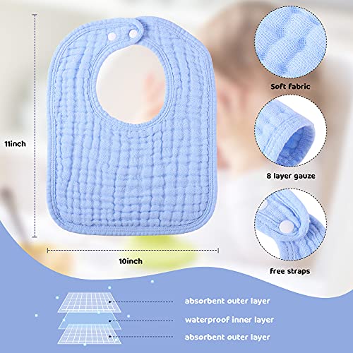 Tatuo 8 Pcs Baby Muslin Bibs Burp Cloths 6 Absorbent Layer 100 Cotton Unisex Baby Bibs for Drooling and TeethingFresh Color - Image 3