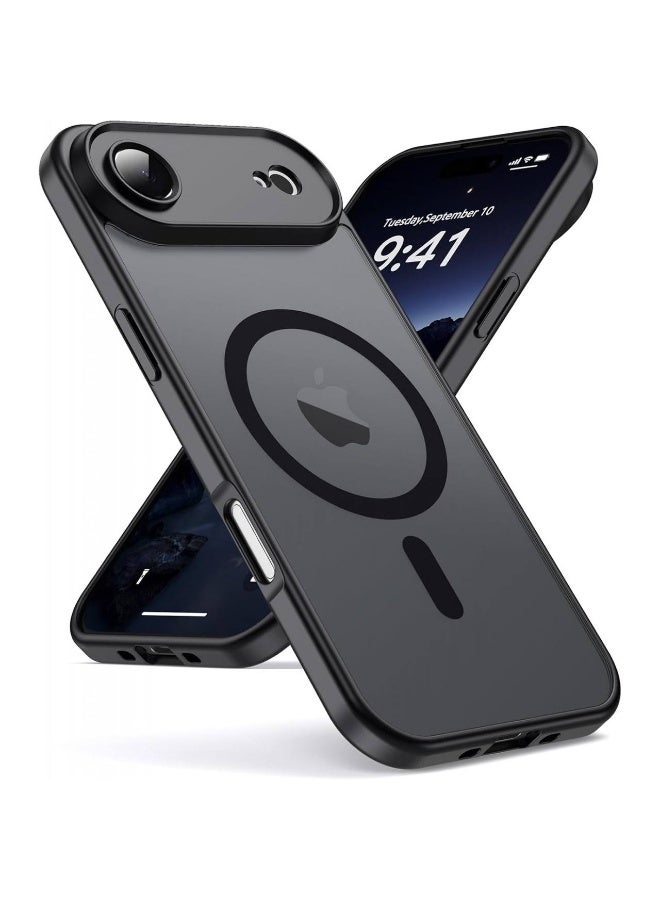 دينكس جراب هاتف مغناطيسي شفاف غير لامع لهاتف iPhone 17 Air، غطاء مقاوم للصدمات متوافق مع تقنية MagSafe للشحن اللاسلكي، (أسود)