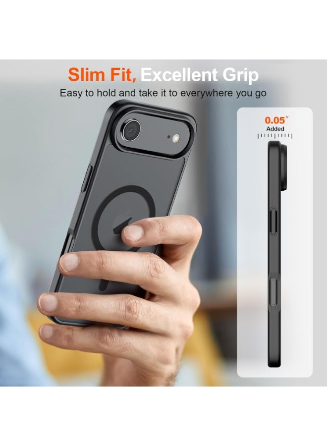 أكاليكس جراب هاتف مغناطيسي شفاف غير لامع لهاتف iPhone 17 Air، غطاء مقاوم للصدمات متوافق مع تقنية MagSafe للشحن اللاسلكي، (أسود) - Image 2