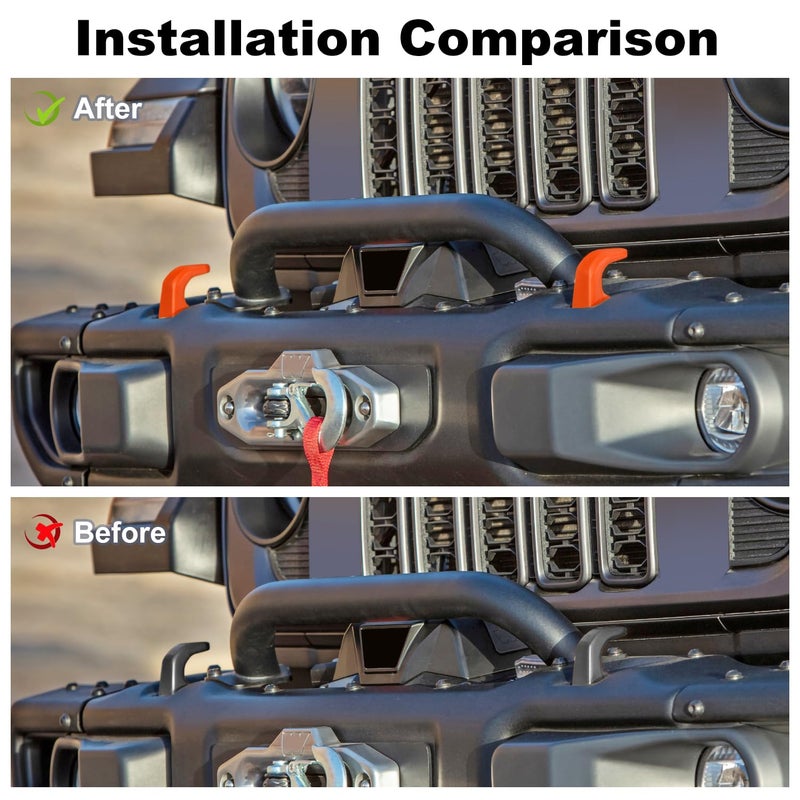 JWWY JWWY Bumper Tow Hook Covers Tow Trailer Hitch Receiver Cover Towing Hitch Rubber Sleeve Protector Cover Trim Fit for 2007-2025+Jeep Wrangler JL Gladiator JT 4XE JK Exterior Accessories 2pcs Orange - Image 2