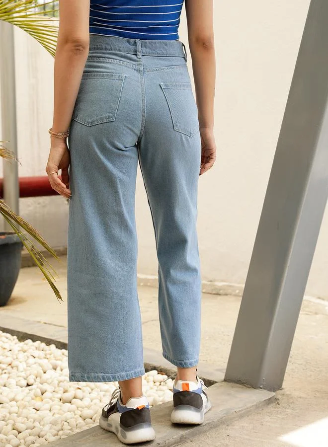 STREET 9 STREET 9 Women Blue High Rise Jeans with Cut and Sew Panel
