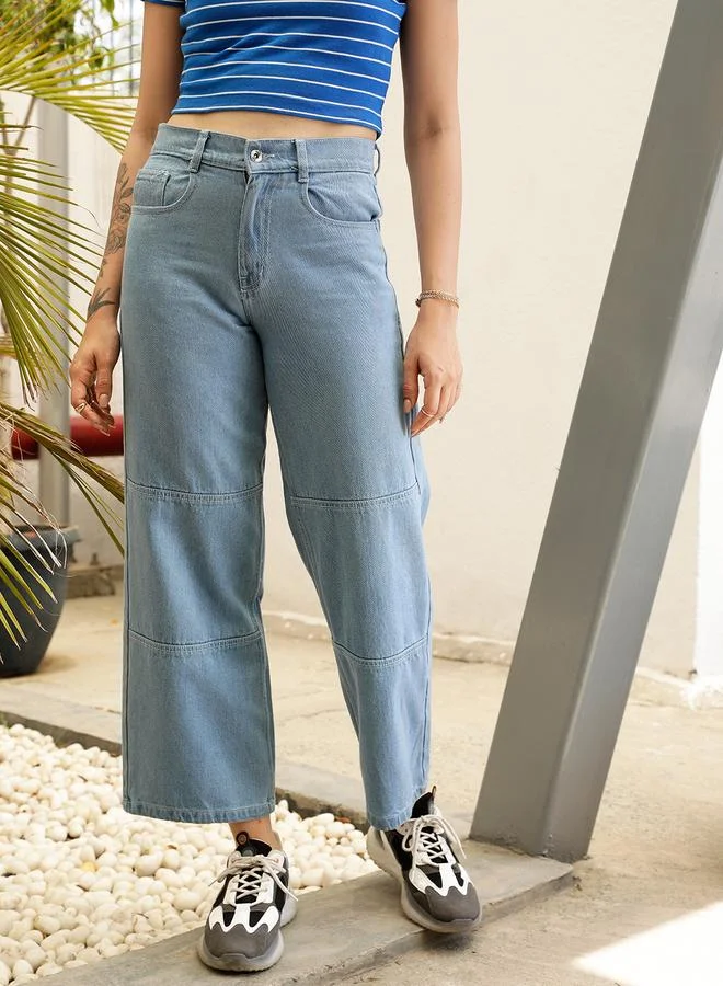 STREET 9 STREET 9 Women Blue High Rise Jeans with Cut and Sew Panel