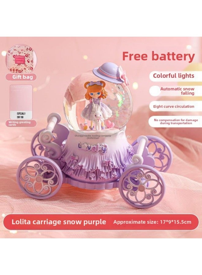 Crystal Ball Music Music Music Box Girl Princess Children's Birthday Gift Year Glass Ball Rotatable Trojan Horse Ornaments-Color:Extra Large-One Deer Flowers-Pink Deer 1 - Image 3