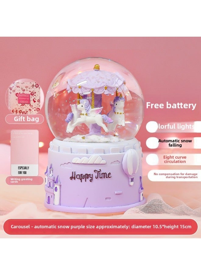 Crystal Ball Music Music Music Box Girl Princess Children's Birthday Gift Year Glass Ball Rotatable Trojan Horse Ornaments-Color:Extra Large-One Deer Flowers-Pink Deer 1 - Image 5
