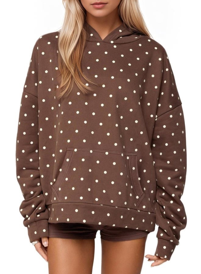 HOCANDY Polka Dot Hoodie and Sweatpants Set for Women, Light Brown, S - Image 5