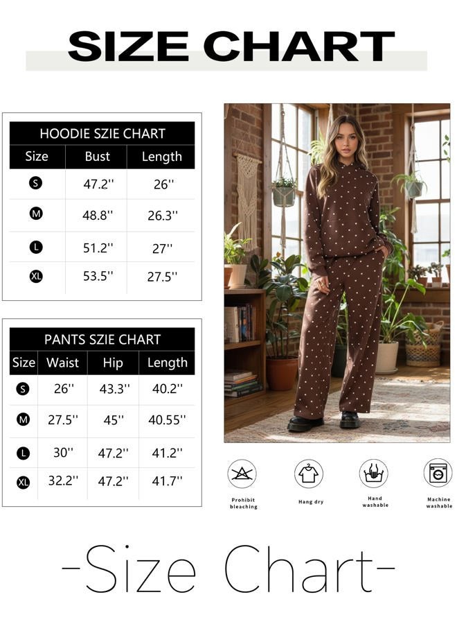HOCANDY Polka Dot Hoodie and Sweatpants Set for Women, Light Brown, S - Image 4
