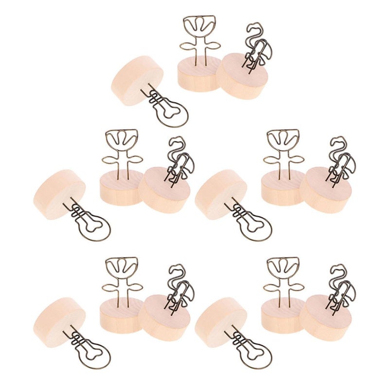 Vintage Wooden Memo Clips Set of 15 with Stable Base for Wedding Office Decor - Image 2