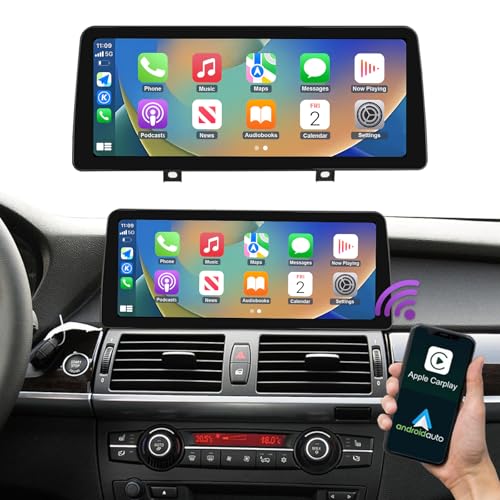 NINETOM 12.3 inch Touchscreen Wireless CarPlay Android Auto Multimedia Car Radio Receiver Compatible with BMW X5 X6 Series CIC System, E70/E71 (2009-2013) - Image 1