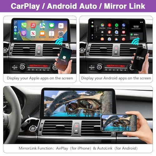 NINETOM 12.3 inch Touchscreen Wireless CarPlay Android Auto Multimedia Car Radio Receiver Compatible with BMW X5 X6 Series CIC System, E70/E71 (2009-2013) - Image 4