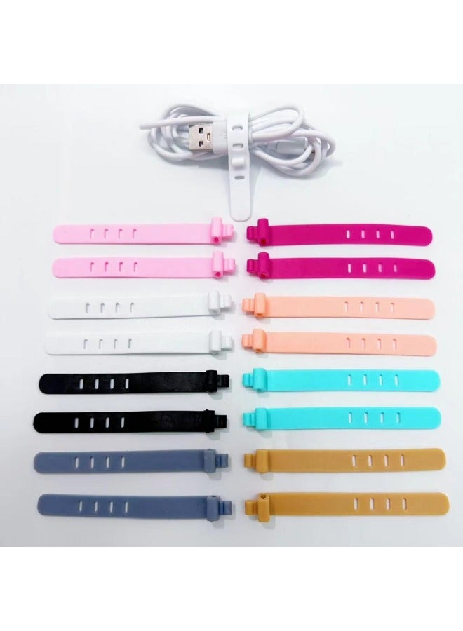 Loquat 3 Hole Anti-lost Earphone Soft Tape Data Cable Protective Cover Silicone Tape Organiser Wire Tie Storage Belt-Color:Pink (73mm Three Hole Oval Buckle) - Image 5