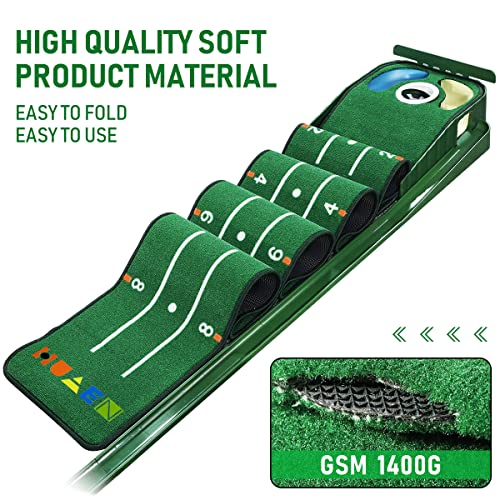 HUAEN Golf Putting Green, Mat for Indoors, Putting Matt with Ball Return and 3 Holes, Training and Practice Equipment at Home or Office, Gifts Accessories for Men - Image 3