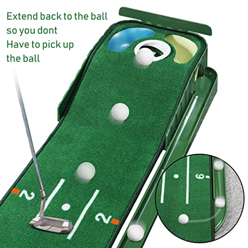 HUAEN Golf Putting Green, Mat for Indoors, Putting Matt with Ball Return and 3 Holes, Training and Practice Equipment at Home or Office, Gifts Accessories for Men - Image 4