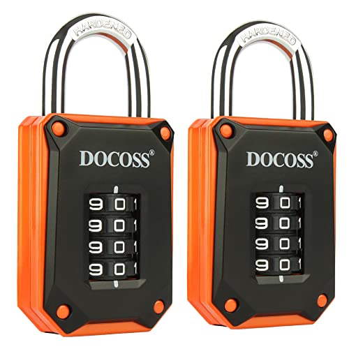 DOCOSS Zinc Strong Number Lock for Door/Combination Padlock/Gate/Gym Locker - Orange Black (2 Pack) - Image 1