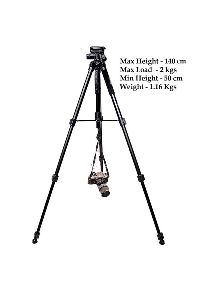 Jmary KP-2234 Professional Aluminium Tripod for All DSLR Cameras (Black) - Image 3