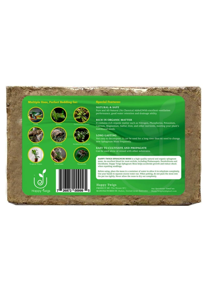 Happy Twigs 100g Premium Compressed Long Fibered Dried Sphagnum Moss Natural Potting Mix for Succulent, Carnivorous Plants, Orchid Plant Soil, Air Layering, Mulching, Propagation, Reptile or amphibiansâ€™ terrariums - Image 3