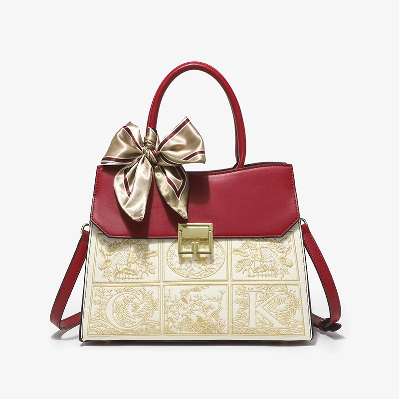 Bridal Bag 2023 High-Grade Elegant National Style Embroidered Handbag Large Capacity Shoulder Crossbody Wedding Bag - Image 1