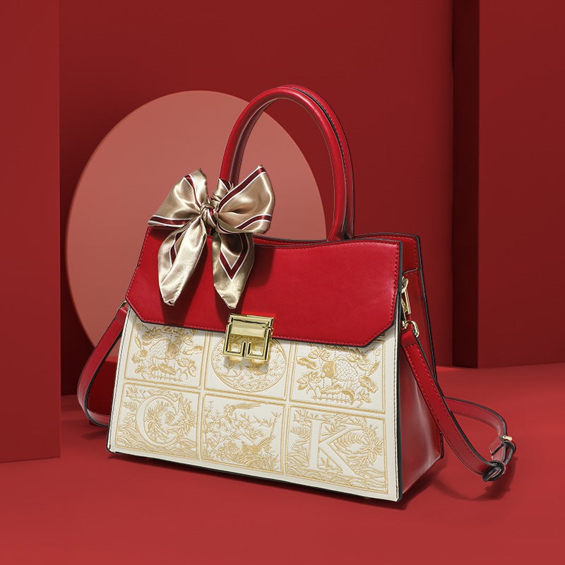 Bridal Bag 2023 High-Grade Elegant National Style Embroidered Handbag Large Capacity Shoulder Crossbody Wedding Bag - Image 2