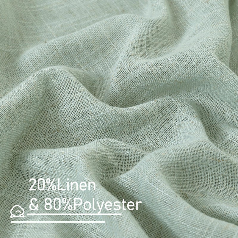 LAMIT Light Sage Linen Sheer Curtains for Bedroom, Faux Linen Textured Light Filtering Drapes Back Tab and Rod Pocket Boho Burlap Panels for Farmhouse/Living Room, 2 Panels, 52 x 84 Inch - Image 2