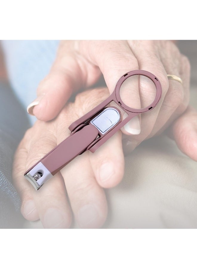 Magnifying glass nail clippers for the elderly and children multifunctional large opening pliers coffee color - Image 4