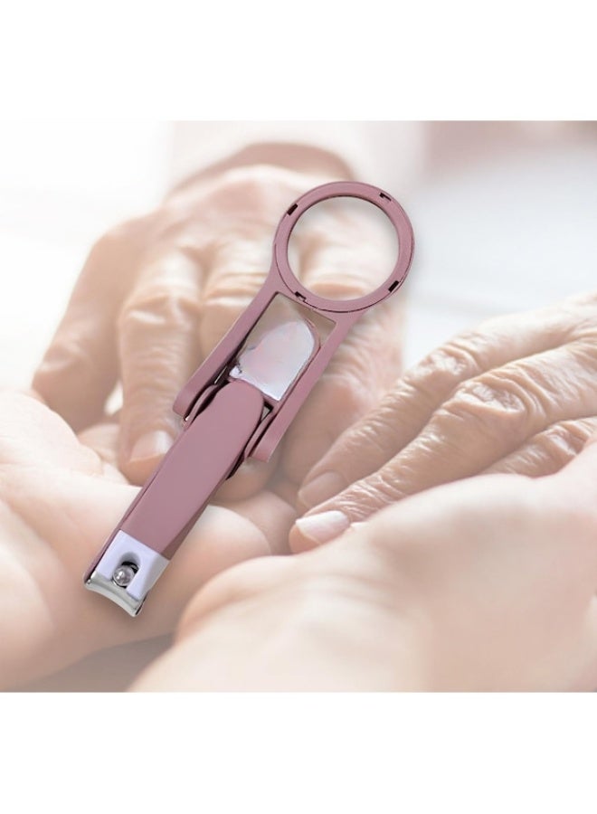 Magnifying glass nail clippers for the elderly and children multifunctional large opening pliers coffee color - Image 3