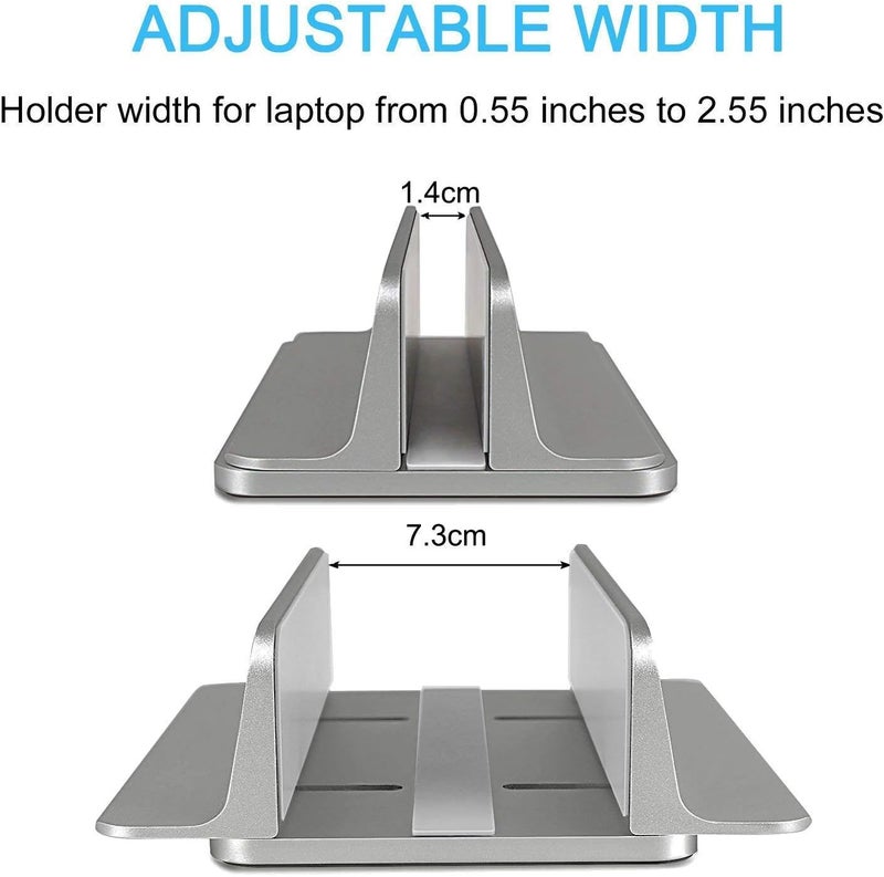 Smilee Vertical Laptop Stand - Adjustable Desktop Holder for Laptops up to 17.3 inches (Grey, 1 Slot) - Image 2