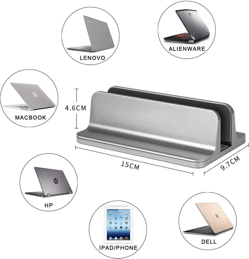 Smilee Vertical Laptop Stand - Adjustable Desktop Holder for Laptops up to 17.3 inches (Grey, 1 Slot) - Image 3