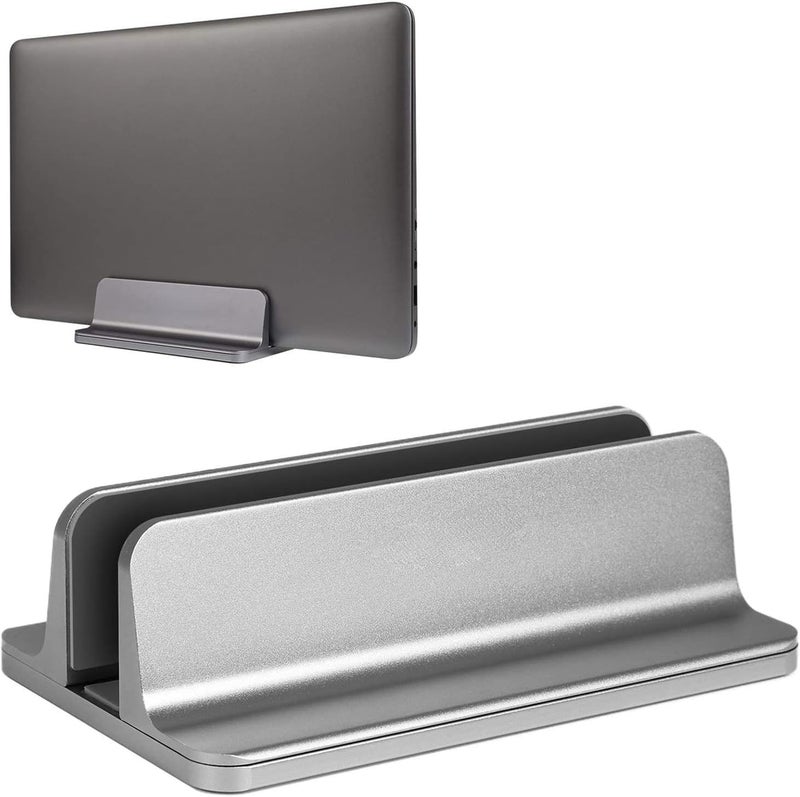 Smilee Vertical Laptop Stand - Adjustable Desktop Holder for Laptops up to 17.3 inches (Grey, 1 Slot) - Image 1
