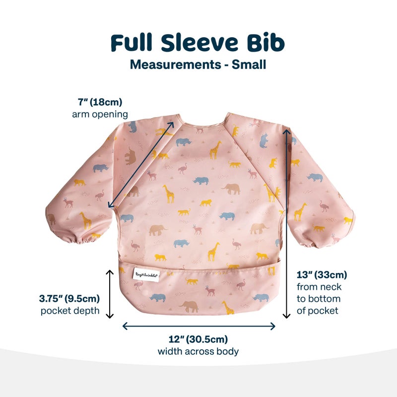 Tiny Twinkle Long Sleeve Bib for Babies & Toddlers - Waterproof Smock Bib for Eating - Machine Washable & Mess-Proof, Baby Feeding Essential & Shower Must-Have(Petite Safari, 6-24M) - Image 5