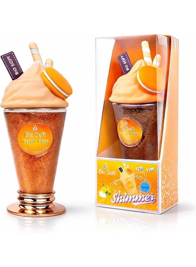 Biosoft Body Splash, Yum Yum Body Perfume With Shimmer, Glitter For Radiant Glowing Skin, Long Lasting Refreshing Scent, Ice Cream Design, For Women, 200 ML (Mango, Model - BS-IC-8) - Image 1