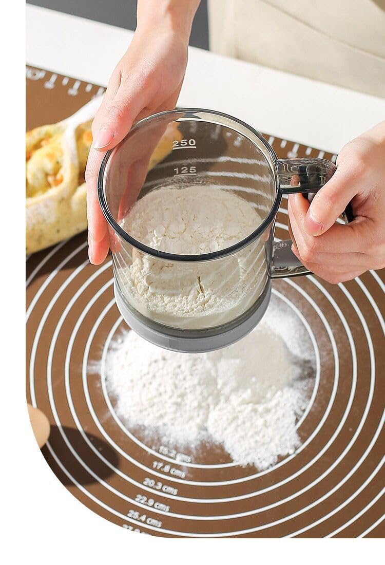 swabs FoodGrade Sugar Duster Handheld Sugar Powder Sifter Baking Stainless Steel Shaker Sieve Cup Manual Flour Sifter with Measuring Scale Mark for Flour Icing Sugar - Image 5