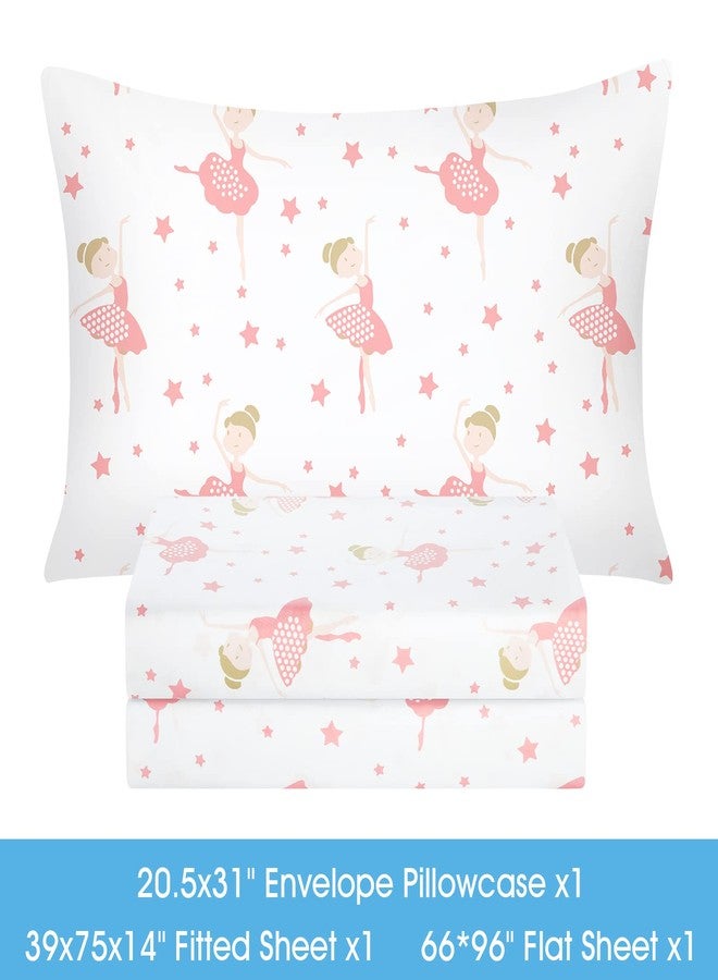 BYSURE Twin Sheets Set Kids(Ballerina, Pink), 3 Pieces Easy Fit Deep Pocket Sheets Set for Girls, Breathable Wrinkle-Free Microfiber Bedding for Children - Image 5