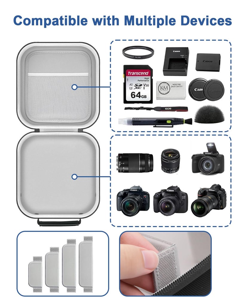 Krypthos Travel Camera Storage Case Compatible with Canon EOS Rebel T7/ R100/ R50/ 90D/ 2000D for Nikon D7100/ D7500 Sony Alpha ZV-E10, Camera Protective Storage Holder Organizer Bag Carrying Bag - Image 4