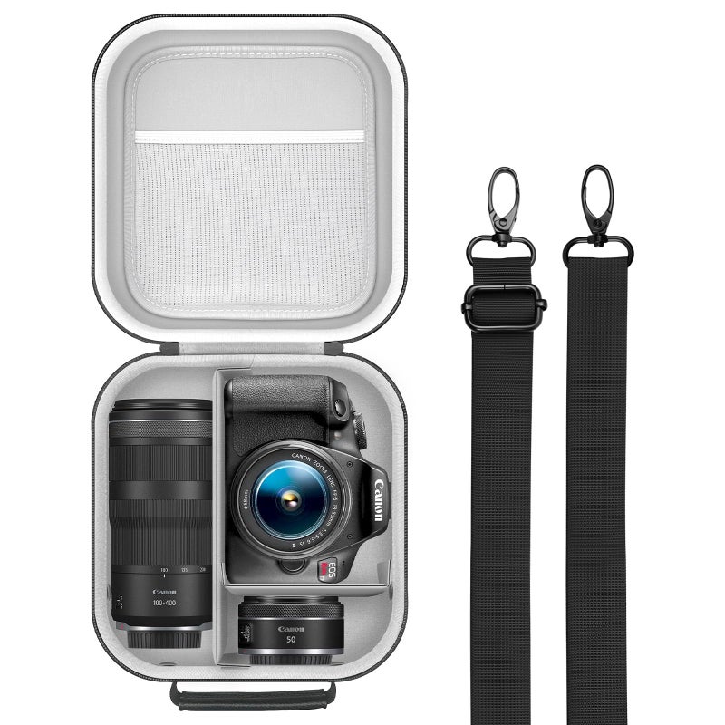 Krypthos Travel Camera Storage Case Compatible with Canon EOS Rebel T7/ R100/ R50/ 90D/ 2000D for Nikon D7100/ D7500 Sony Alpha ZV-E10, Camera Protective Storage Holder Organizer Bag Carrying Bag - Image 1