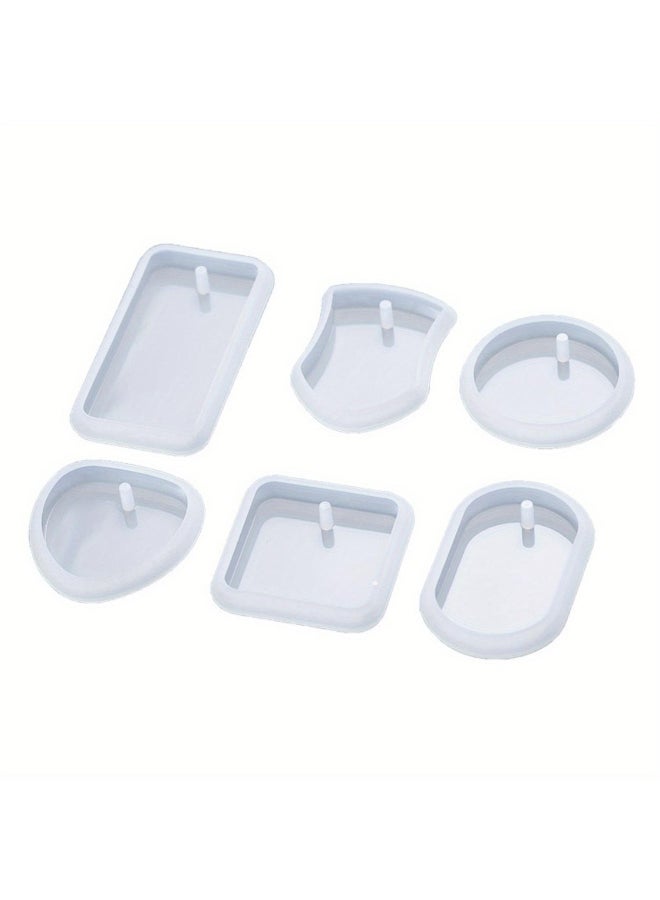 6pcs DIY Keychain Pendant Silicone Mold Set Crystal Epoxy Resin Mold Round Rectangle Pendants Jewelry Making Casting Mould - Image 3
