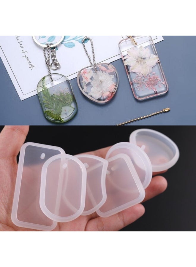 6pcs DIY Keychain Pendant Silicone Mold Set Crystal Epoxy Resin Mold Round Rectangle Pendants Jewelry Making Casting Mould - Image 2