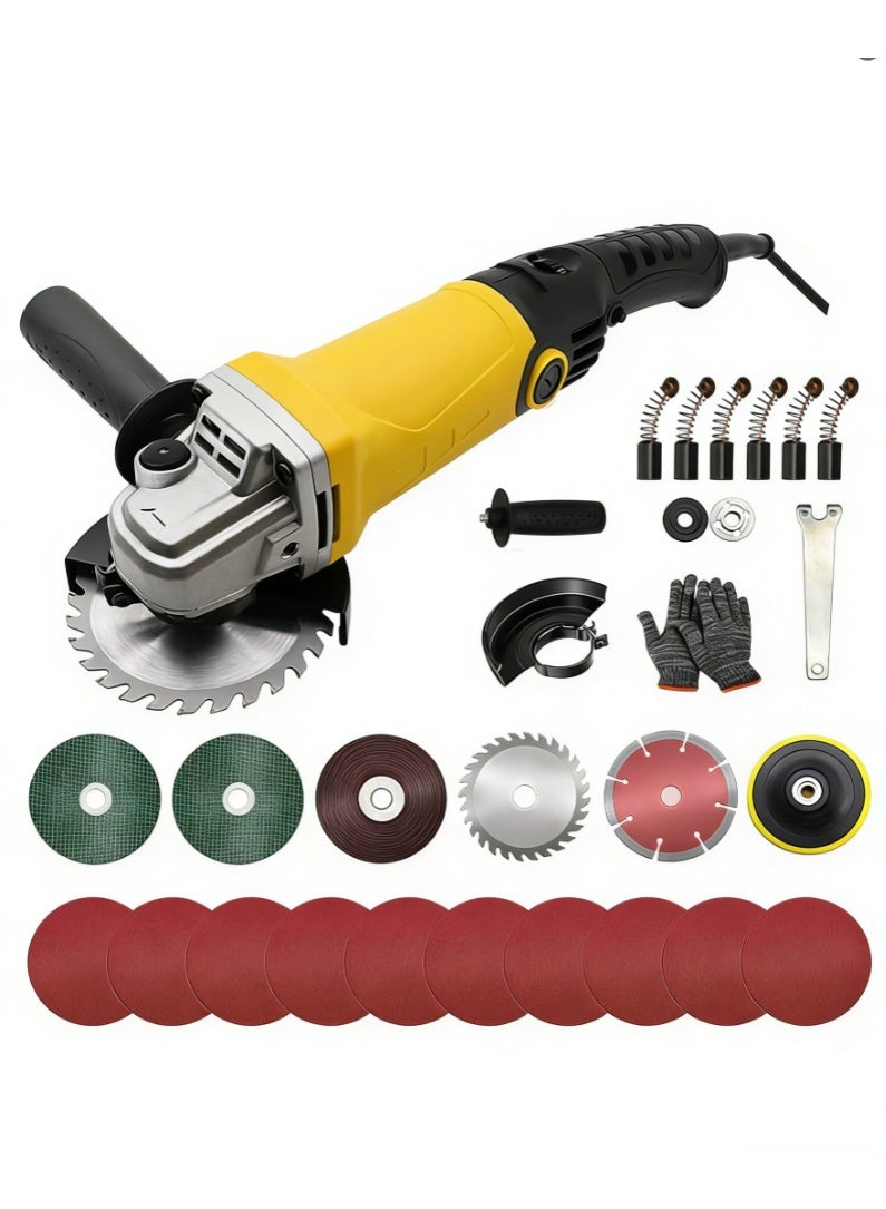 Angle Grinder 125mm 1500W Electric Power Grinder for Cutting Grinding Polishing Rust Removal with Auxiliary Handle