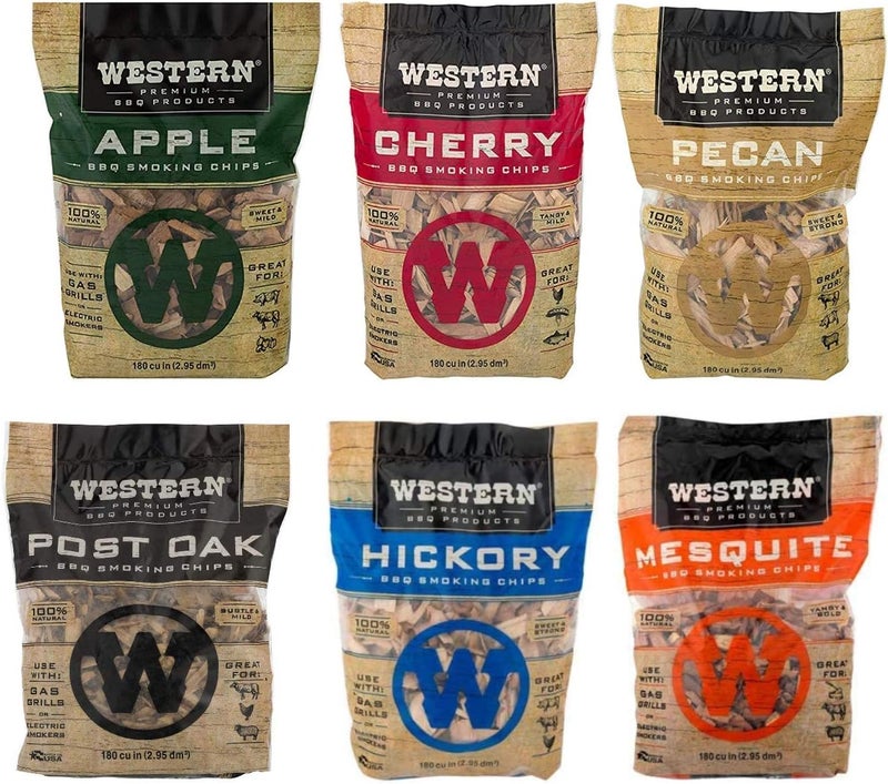 Western Wood Smoking Chip Variety Pack of 6, 180 cu in per Bag - Image 1