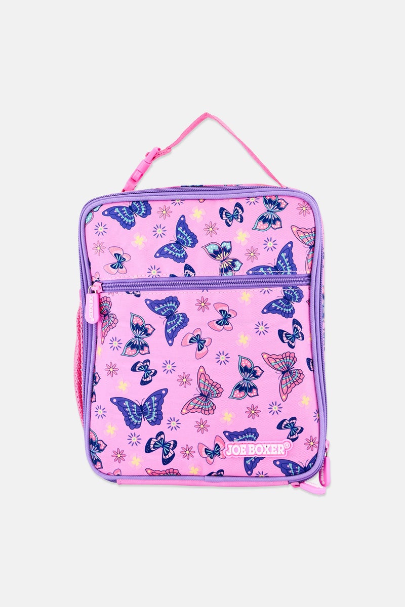 Joe Boxer Kids Girl Butterfly Print Lunch Bag, Multicolor - Image 1