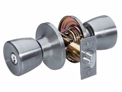 Master Lock TUO0115 Tulip Door Knob with Lock, Satin Nickel - Image 1