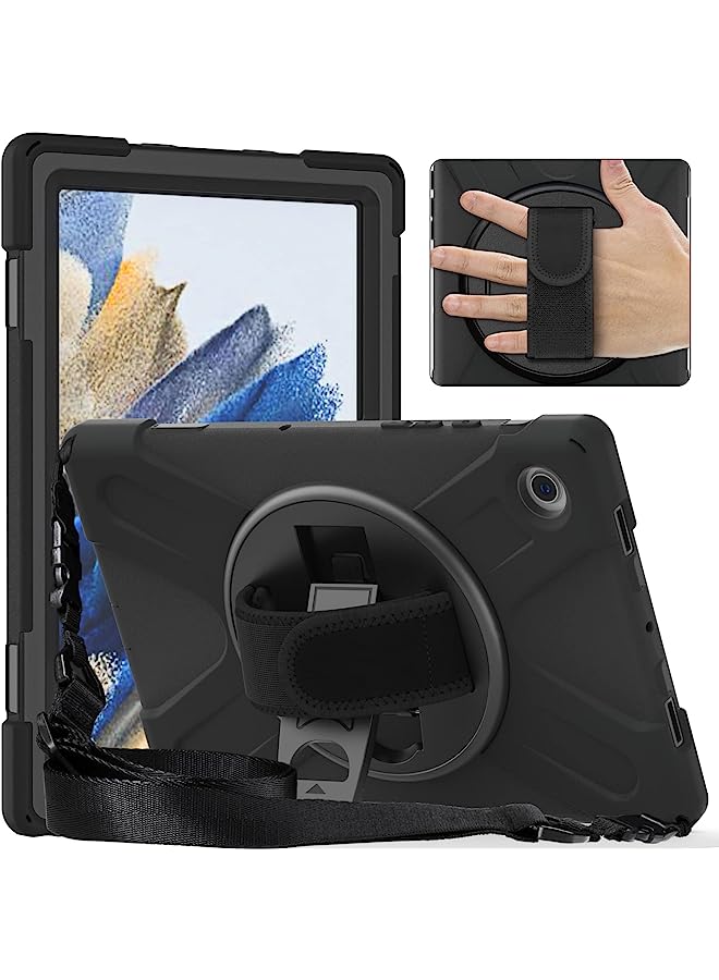 PROMASS Samsung Galaxy Tab A8 10.5 Inch Case Cover 2022, Full Body Cover With 360 Rotating Hand Strap&Shoulder Strap Heavy Duty Shockproof Durable Rugged Protective Case For A8 Tablet Sm-X200 Black - Image 1