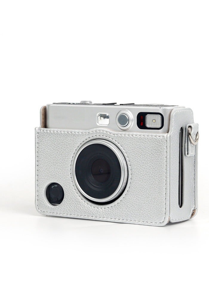 Camera Housing for Fujifilm Mini EVO, Compatible Cameras, with Silver Litchi Texture Horizontal Adjustable Strap (Silver) - Image 3