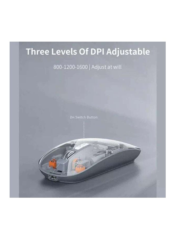 Recci - Space Capsule Wireless Mouse – Transparent Design, Bluetooth & 2.4GHz Wireless, 1600 DPI, Silent Click, Ergonomic, Multi-Device Connectivity, Long Battery Life, Compatible with Windows, Mac, iOS, Android - Image 1