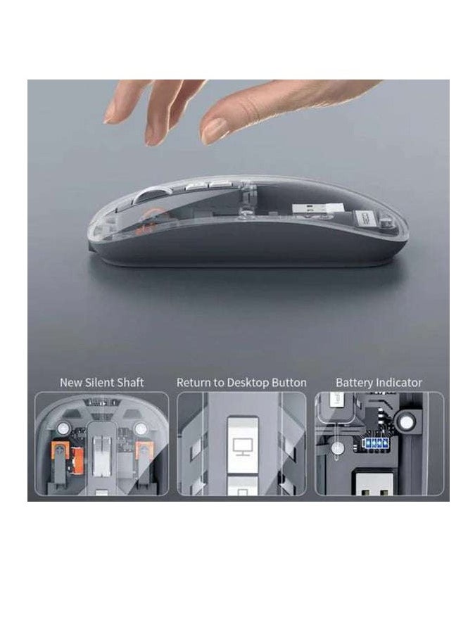 Recci - Space Capsule Wireless Mouse – Transparent Design, Bluetooth & 2.4GHz Wireless, 1600 DPI, Silent Click, Ergonomic, Multi-Device Connectivity, Long Battery Life, Compatible with Windows, Mac, iOS, Android - Image 1