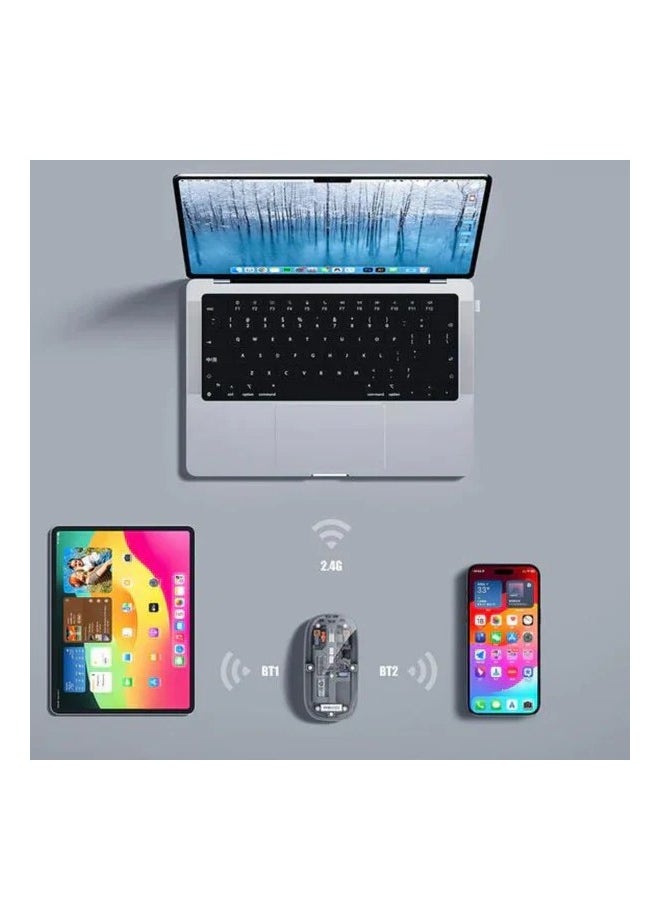 Recci - Space Capsule Wireless Mouse – Transparent Design, Bluetooth & 2.4GHz Wireless, 1600 DPI, Silent Click, Ergonomic, Multi-Device Connectivity, Long Battery Life, Compatible with Windows, Mac, iOS, Android - Image 1