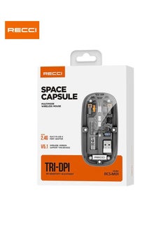 Recci Space Capsule Wireless Mouse – Transparent Design, Bluetooth & 2.4GHz Wireless, 1600 DPI, Silent Click, Ergonomic, Multi-Device Connectivity, Long Battery Life, Compatible with Windows, Mac, iOS, Android  - Image 4