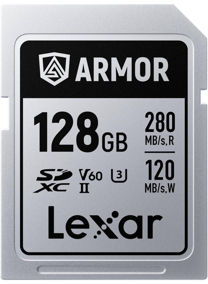 ليكسار ARMOR SD 128GB فضي برو 280MB/s V60 - Image 1