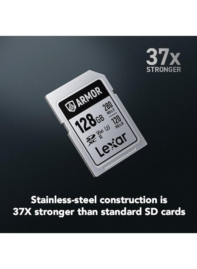 ليكسار ARMOR SD 128GB فضي برو 280MB/s V60 - Image 3